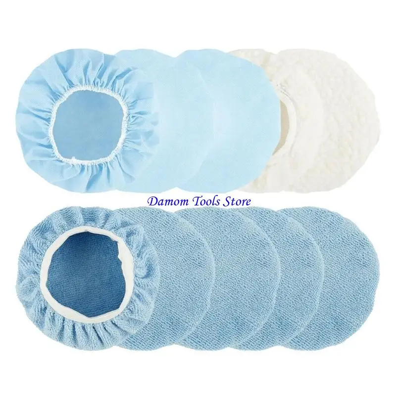 57be 10pcs 9 đến 10 Buffing Microfibre màu xanh bao gồm miếng đệm Bonet Bonet Polishing Polishing Wax