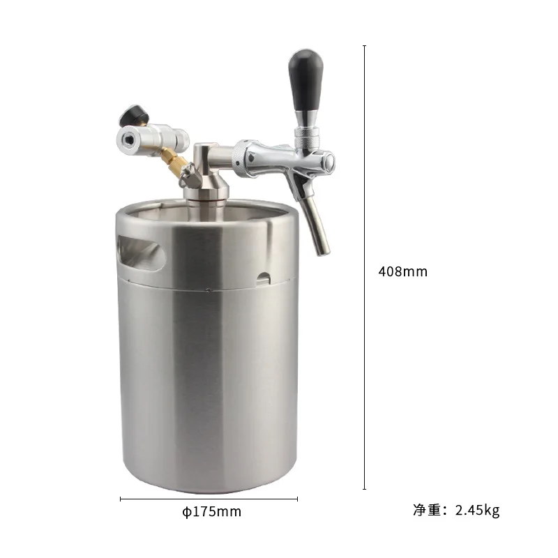 5L 304 stainless steel craft brewing two barrels, self-brewed beer distribution, transit barrels CO2 automatic beater