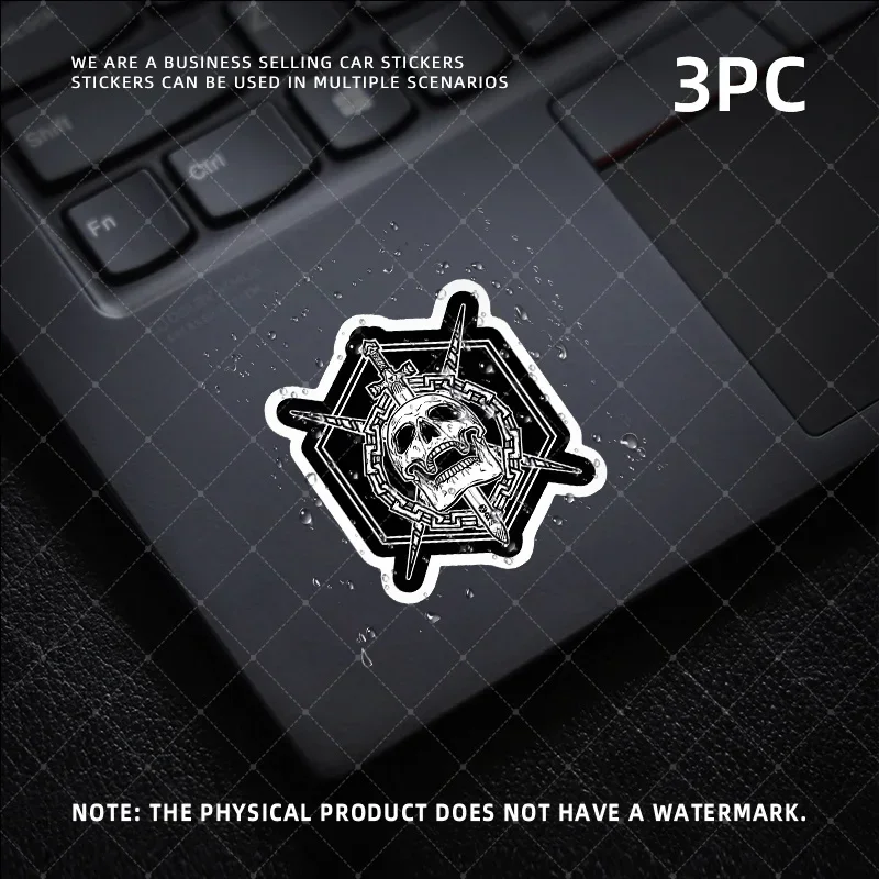 3 TEILE/SATZ Trendiges Totenkopf-Emblem-Aufkleber-Set – auffälliges Design mit Schwertern für die individuelle Gestaltung mehreren Szenarien