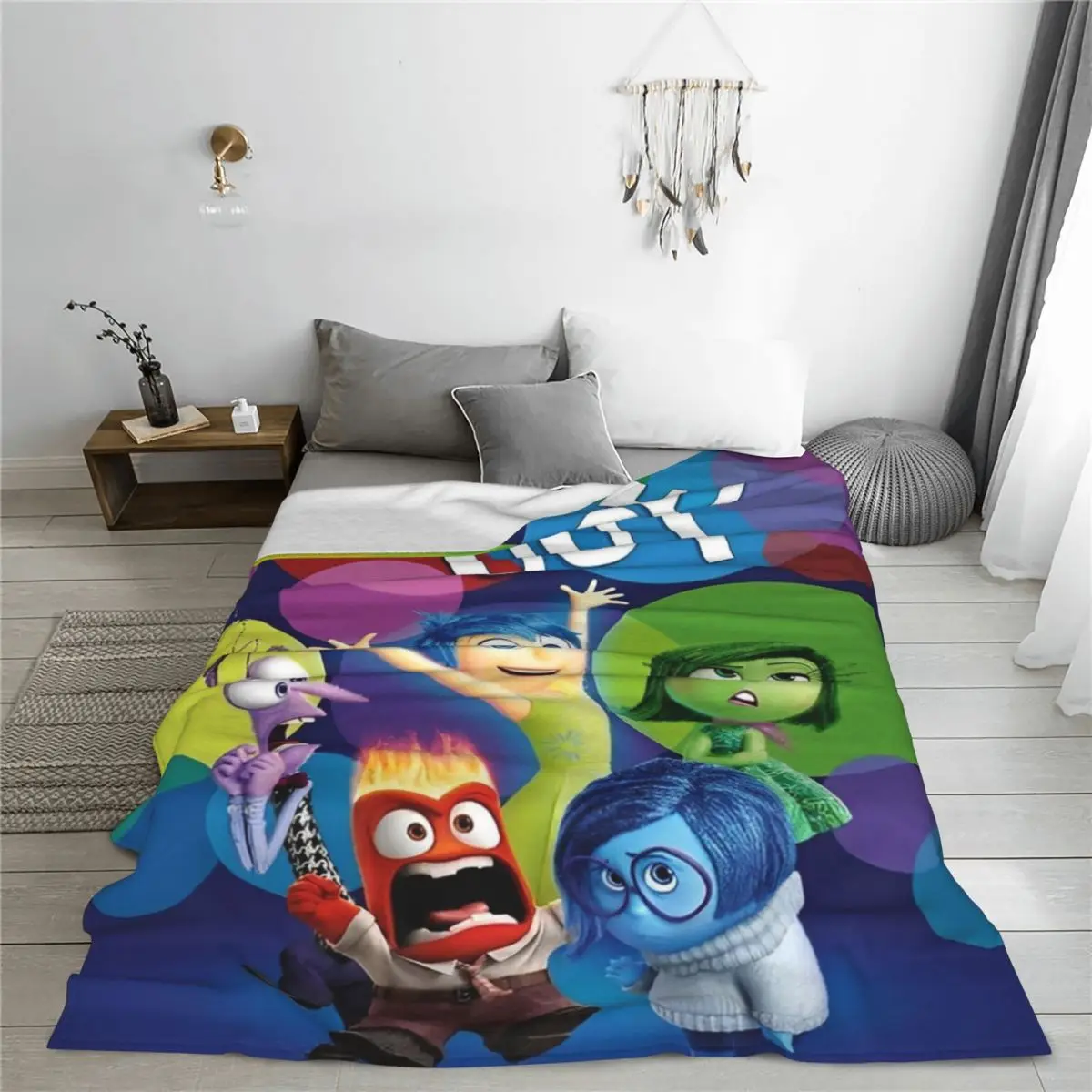 Inside Out Emotions Group Blanket Fleece Spring/Autumn Cartoon Anime Multifunction Warm Throw Blanket for Bedding Outdoor Quilt