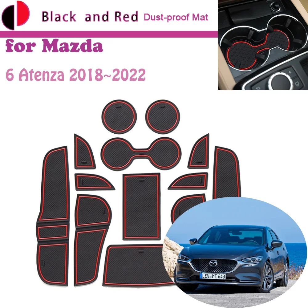 

Rubber Door Groove Mat for Mazda 6 Atenza 2018~2022 2019 2020 2021 Cushion Gate Storage Slot Coaster Dust-proof Car Sticker Rug