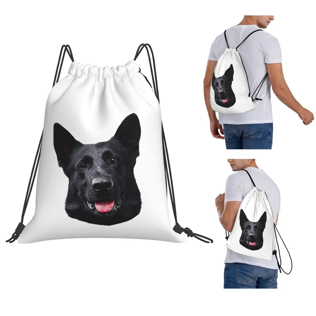 Black German Shepherd Dog - Stunning Backpacks Portable Drawstring Bags Sundries Bag Book Bags for Man Woman Students