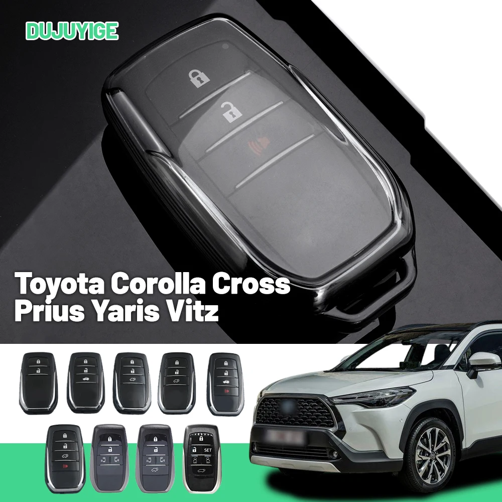 Clear TPU Car Key Case For Toyota Corolla Cross Prius Yaris Vitz Yaris Cross Key Fob Cover Protector Shell Auto Accessories
