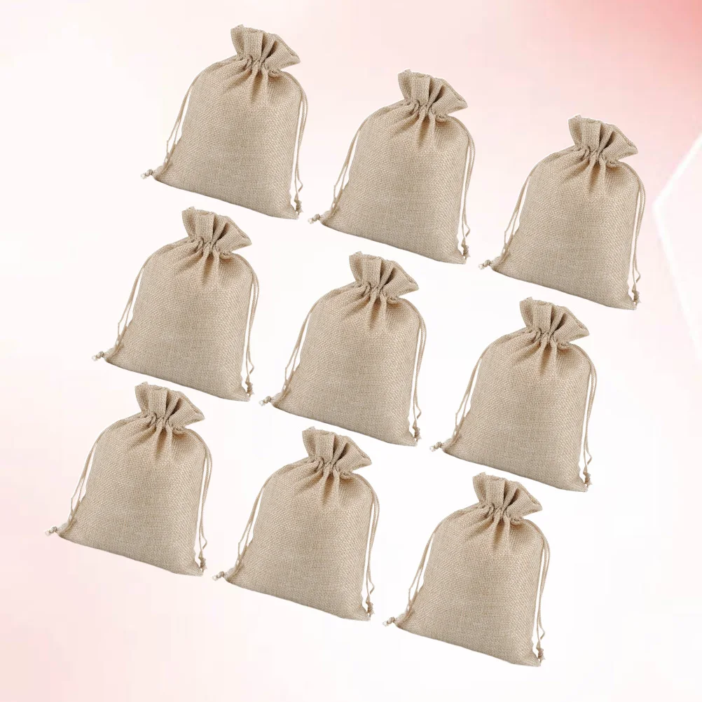 

15Pcs Jewelry Storage Pouch Dustproof Linen Drawstring Bag 8x10cm Breathable Gift Bag for Christmas Candy Cookies Storage
