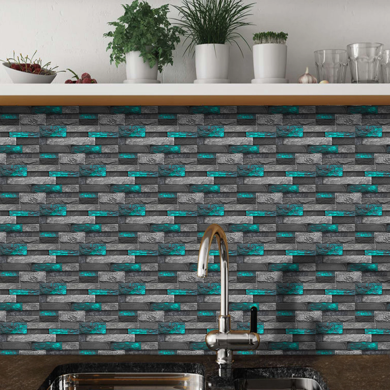 20/10pcs Imitation Stone Tile Wall Sticker 3D Wallpaper Waterproof Home Decoration For Kitchen Bathroom Self-adhesive Decals