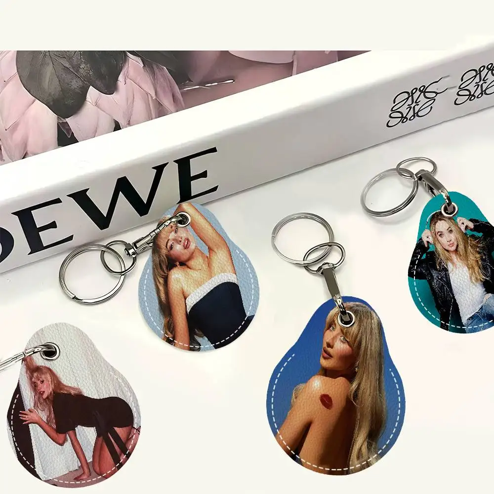 Sing Sabrina Carpenter Album PU Access Case Anti-lost Anti-fall Card Holder Keychain Accessories Fingerprint-proof Key Tag Ring