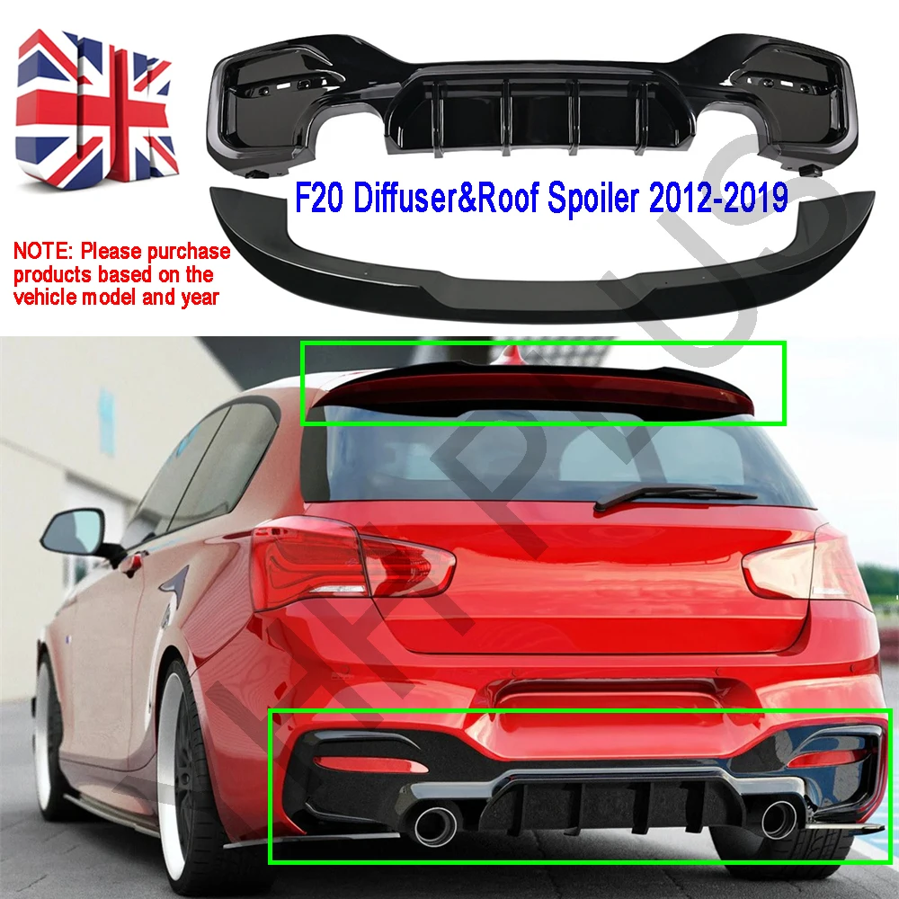 

F20 F21 M135i M140i Rear Roof Spoiler&Rear Bumper Diffuser For BMW 1 Series 12-19 Accessories Auto Exterior Parts Glossy Black