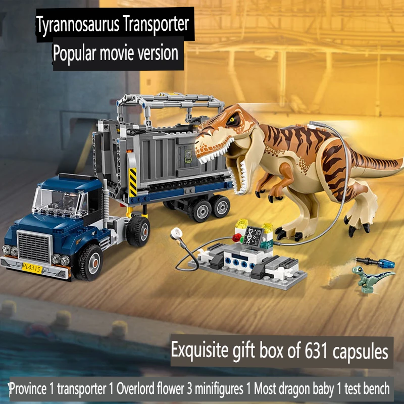 Dinosaur World Park 3 New Dinosaur Series Tyrannosaurus Transporter Model Building Block Toy Children's Christmas Gift