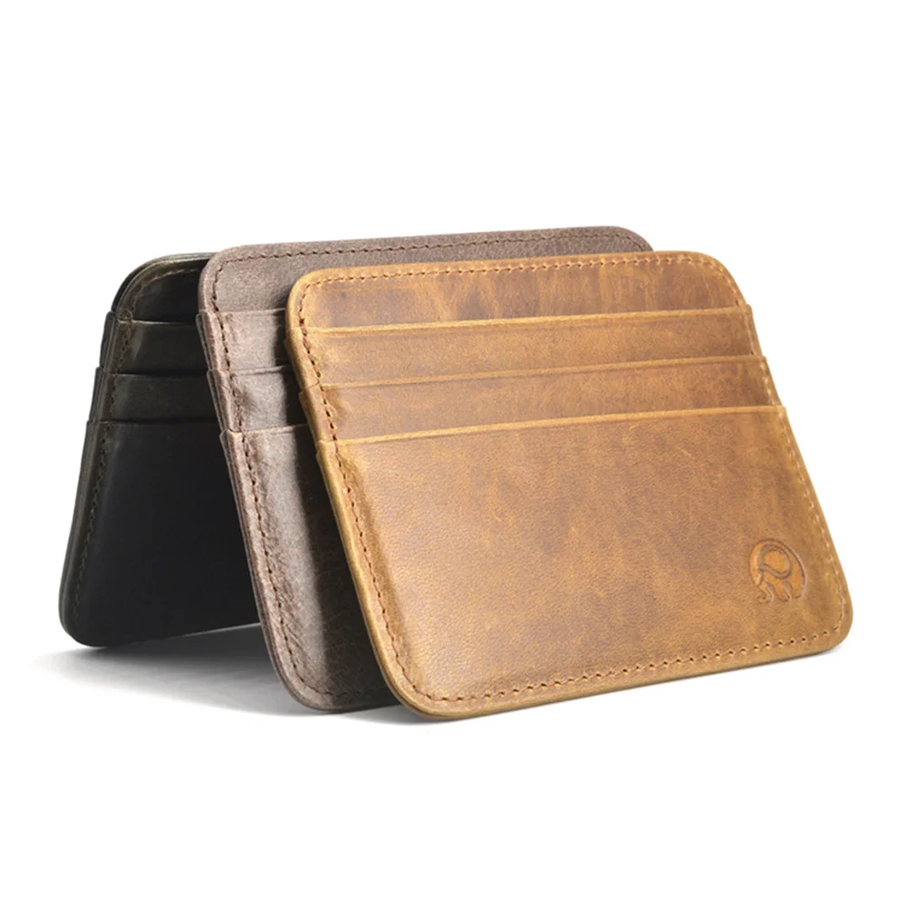 Cowhide Leather Credit Card Case Mini ID Card Holder Small Purse Man Slim Men's Wallet Cardholder Credit Card Holder Business