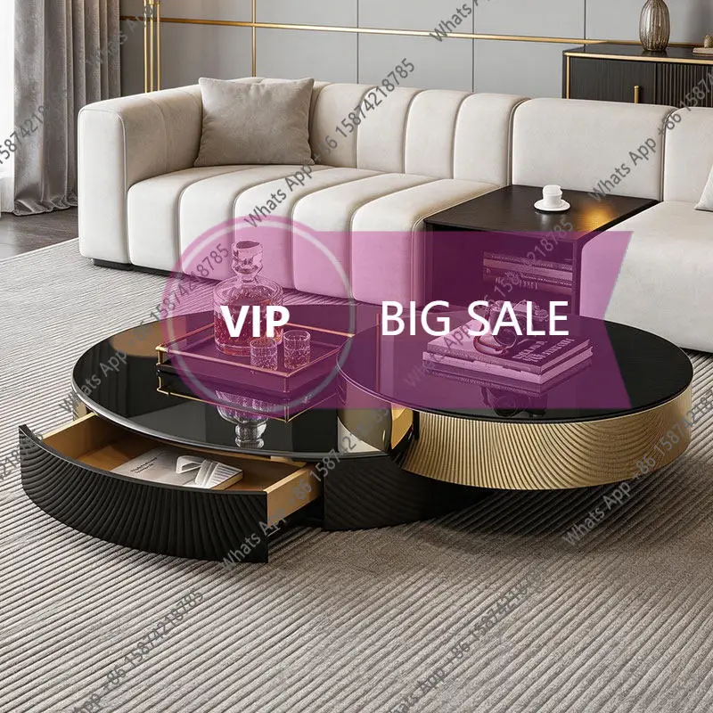 

Y65 Italian Light Luxury Coffee Table Post-modern High-end Living Room Creative Rotatable Small Apartment Double-layer Minimalis