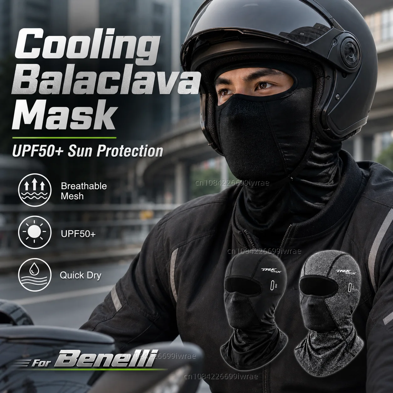 Cooling Motorcycle Balaclava Mask UPF50+ UV Protection Breathable Face Cover Summer For Benelli TRK702X TRK 702 X Trk 702x