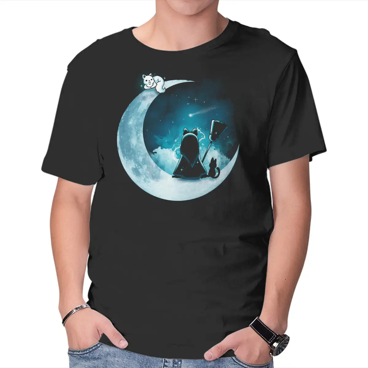 Witch Moon Anime Graphic T-shirts For Men Clothing Women Short Sleeve Tees Vintage High Quality 100%Cotton