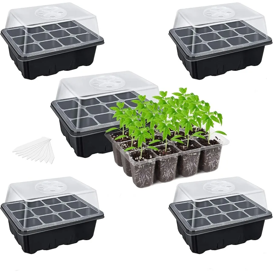 

5Pack Seed Starter Tray Seedling KitsPlant Starter Kit with Adjustable Humidity Dome and Base Indoor Greenhouse Mini Propagator