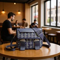 Nuevo bolso de hombro para hombre con estampado retro, bolso cruzado de tendencia informal, bolso de almacenamiento para teléfono móvil a la moda