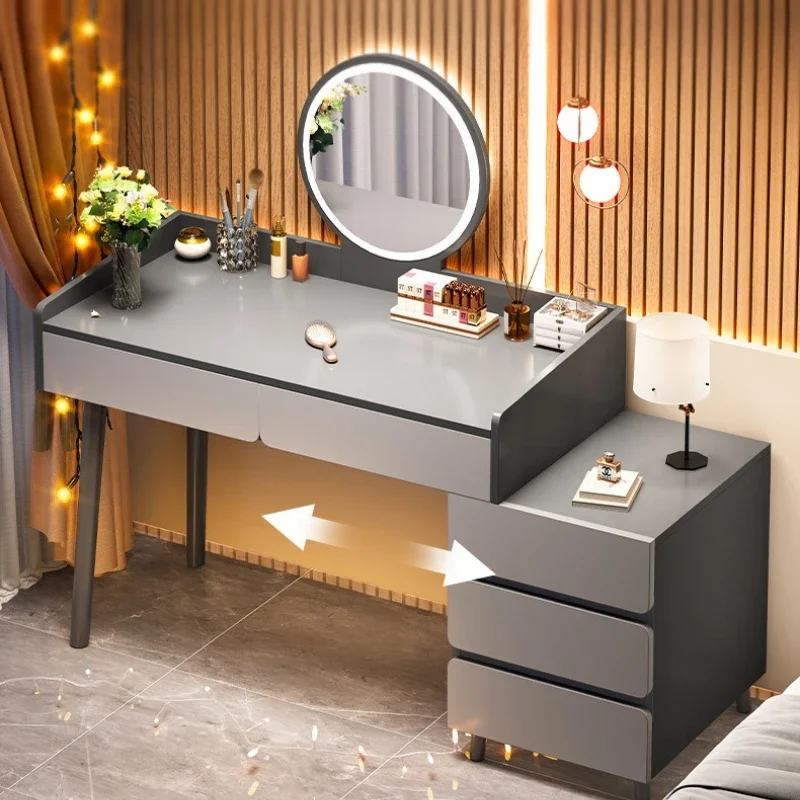 Dresser side cabinet integrated small apartment bedroom light luxury desk bedside storage cabinet makeup table view 5