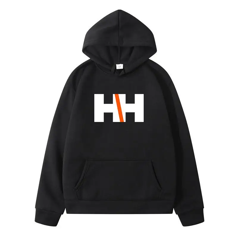 Men's 2024 hip-hop street-mounted Harajuku pullover HH printed hooded pocket cotton leisure sports sweatshirt for men and women