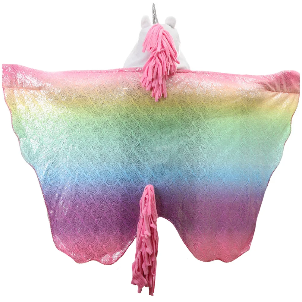 1 قطعة الفانيلا الدافئة الرأس الملونة يونيكورن شال الساخن ختم بطانية ديكور الحفلات مريحة متعددة الوظائف #4