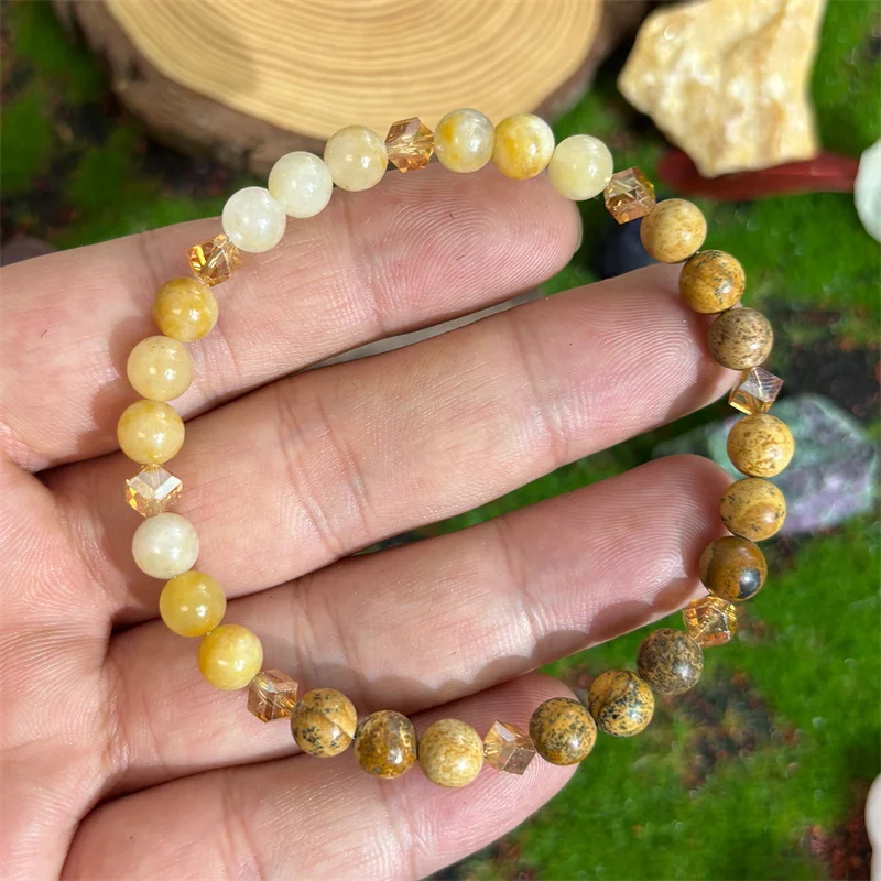 1 PC Citrine Natural Stone Bracelet Promotes Abundance and Success Unisex Handmade Jewelry 6mm image 2