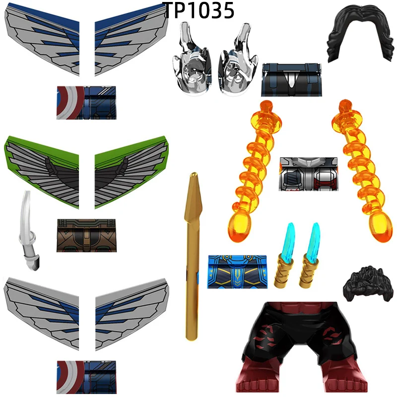 

The TP1035 Spear Knife Shield Wings Action Figures Weapons Pants Hair Parts Model Blocks MOC Bricks Set Gifts Toys