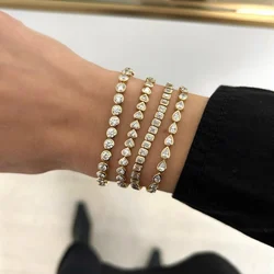 Geometric 4 Different Shape CZ Tennis Bracelets Micro Paved 5A Zirconia Gold Silver Color for Women Fashion Jewelry Trendy 2023