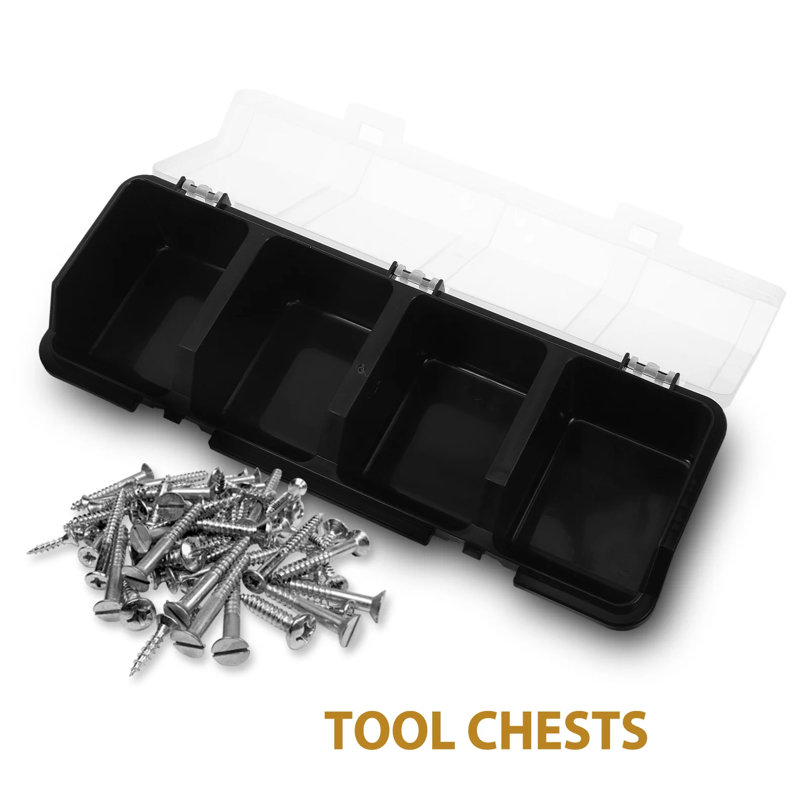 2Pcs Stackable Plastic Screw Storage Boxes Divided Hardware Organizer Bins for Garage Workshop Tool Cart Cabinet Drawers