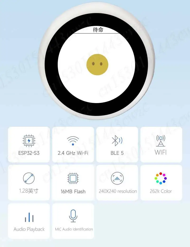 ESP32-S3 AI DeepSeek Voice Chat Robot 1.28 بوصة شاشة LCD مستديرة تدعم 36 لغة Qwen2.5 DeepSeekV3 Doubao1.5 دردشة صوتية AiRobot