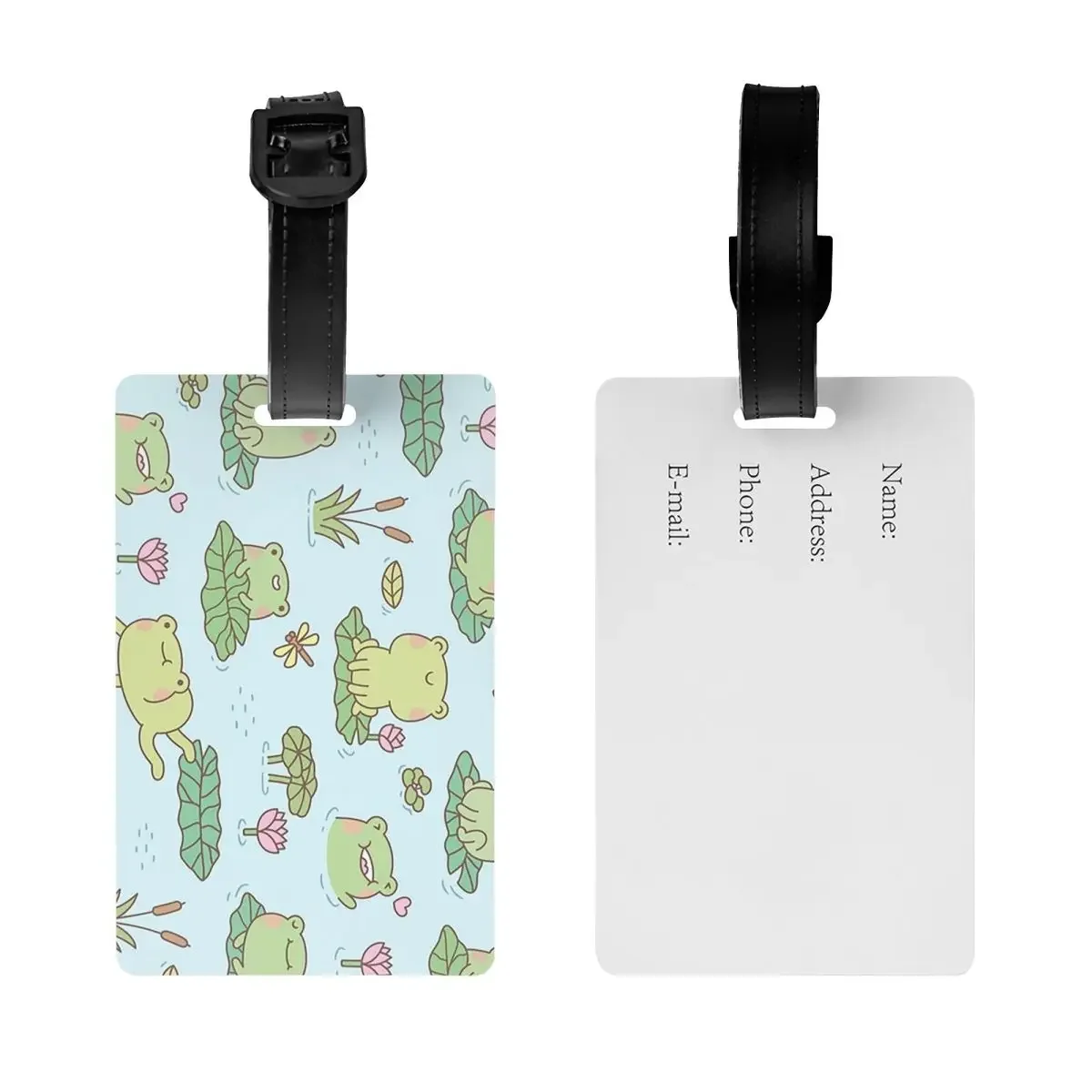 Cute Frog And Dragonflies Pond Pattern Luggage Tags Suitcase Travel Fashion Baggage Boarding Tag Label Holder ID Name Address
