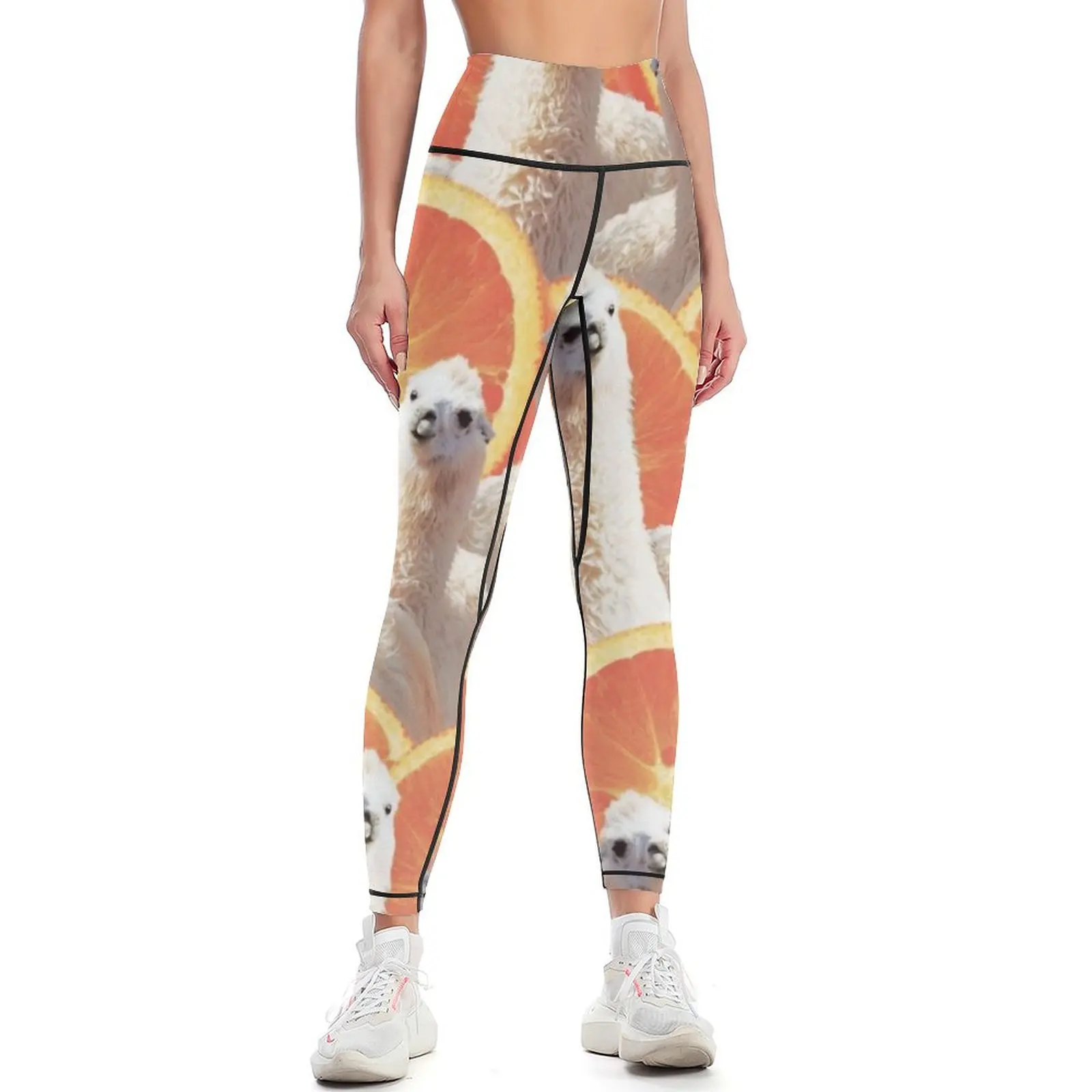 

Funny Llama Orange Crazy Collage Leggings sports shirts gym Sportswear woman gym Womens Leggings