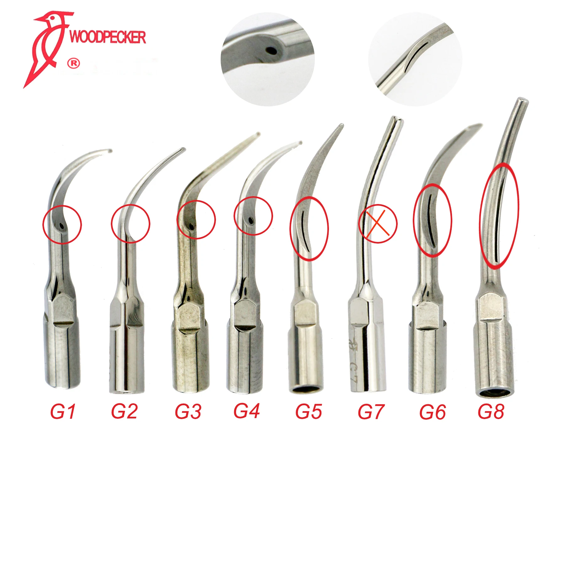 Raspador ultrasónico Dental Woodpecker DTE, puntas de Endodoncia de escalado, accesorios médicos aptos para EMS, SATELEC, NSK, herramientas de dentista, 5 piezas