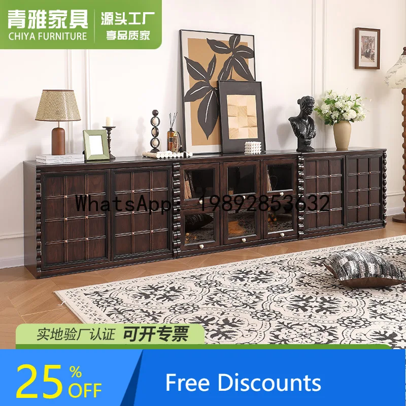 

LYY American Style Solid Wood Combination TV High Chest Antique Style Modular Entryway Display Living Room Chest Floor-standing