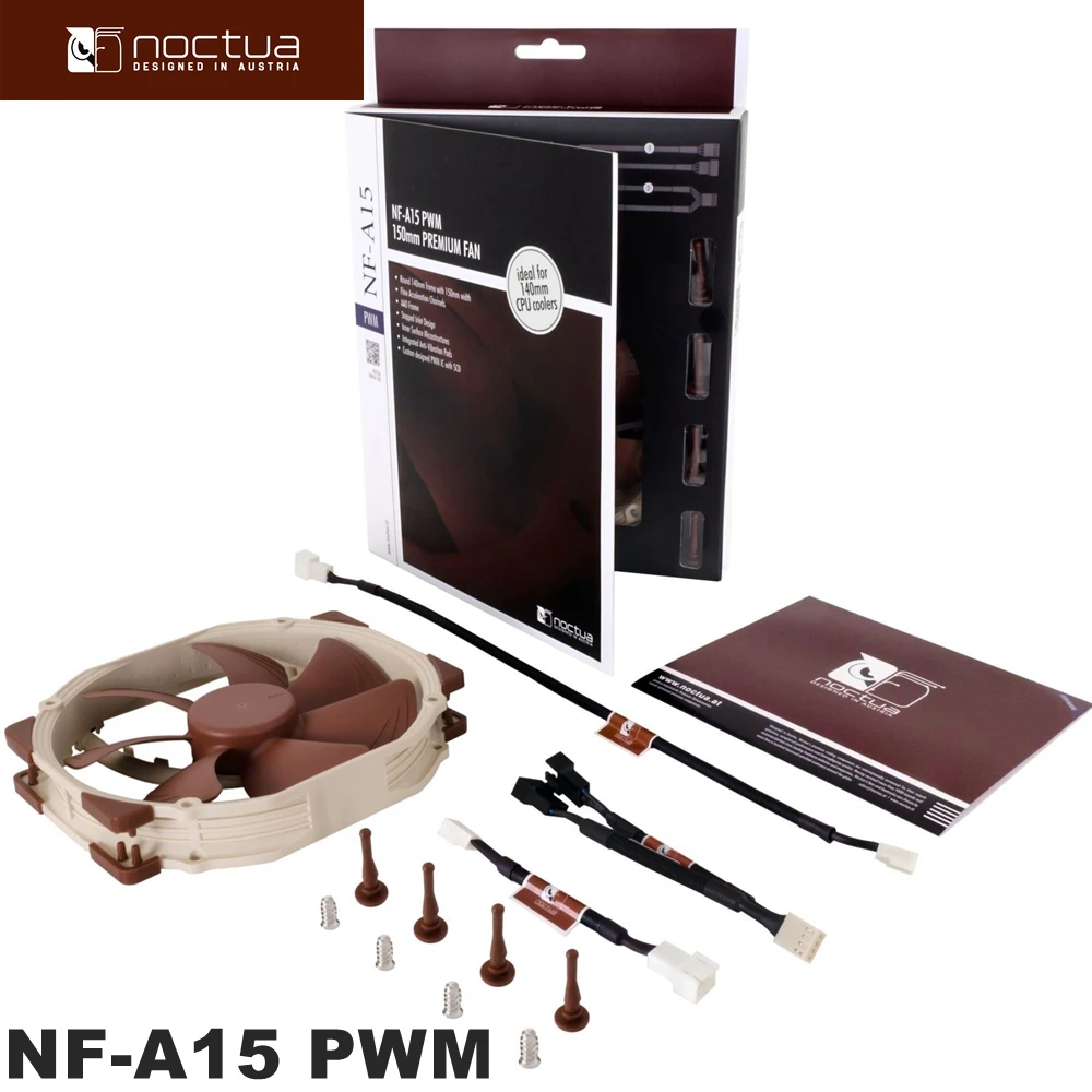 مراوح Noctua NF-A15 PWM، 150 × 140 × 25 مم، 1200 دورة في الدقيقة، 19.2 ديسيبلًا، إطار دائري 140 مم مع مراوح أداء بعرض 150 مم، مراوح حافظة الكمبيوتر.