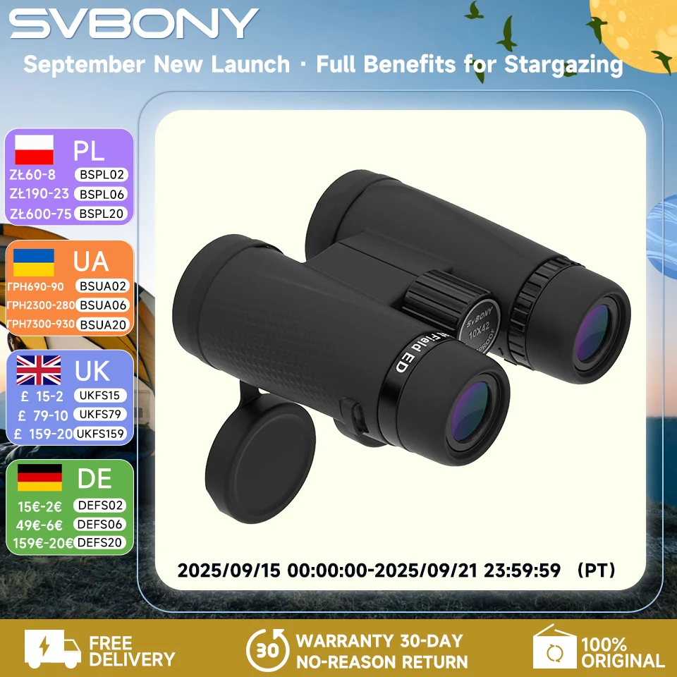 

Svbony SA205 Binoculars 8X42/10X42 ED Flat-field Professional IPX7 Waterproof BAK4,Bird Watching,Stargazing,Camping,Astronomy
