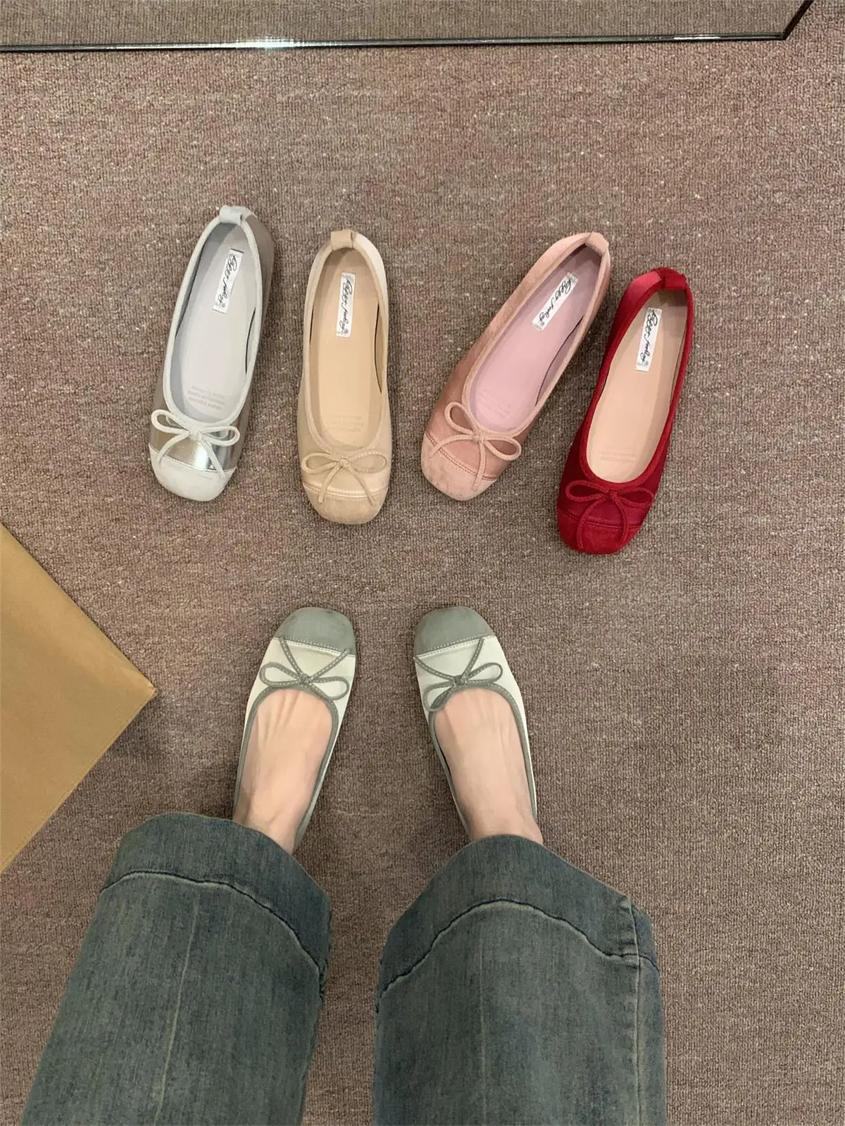 

Flat and gentle evening shoes, French small red single shoes, women's shoes, spring and autumn soft soled silver ballet shoes