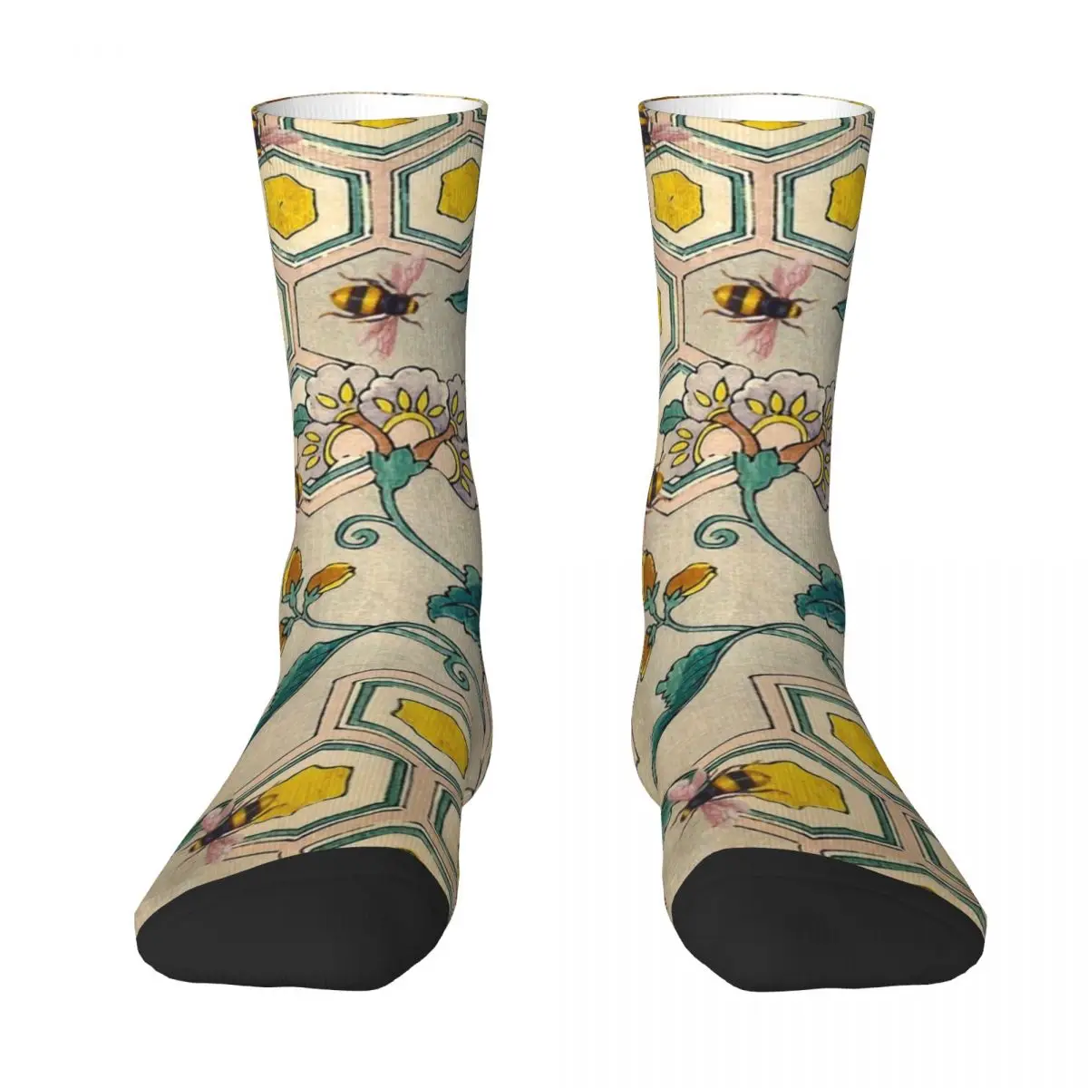 

HONEY BEES ,BEEHIVES AND SPRING FLOWERS Beekeeping Floral Pattern Socks Running cycling Socks Male Women's