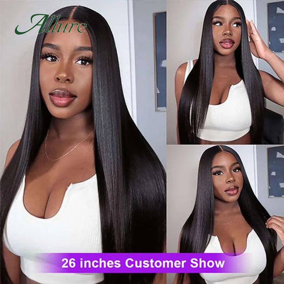 Bundles Human Hair Straight Brazilian Weave Hair Extensions 8 to 30 inch 3 PCS Natural Black Hair Bundles 100% Remy Hair Allure