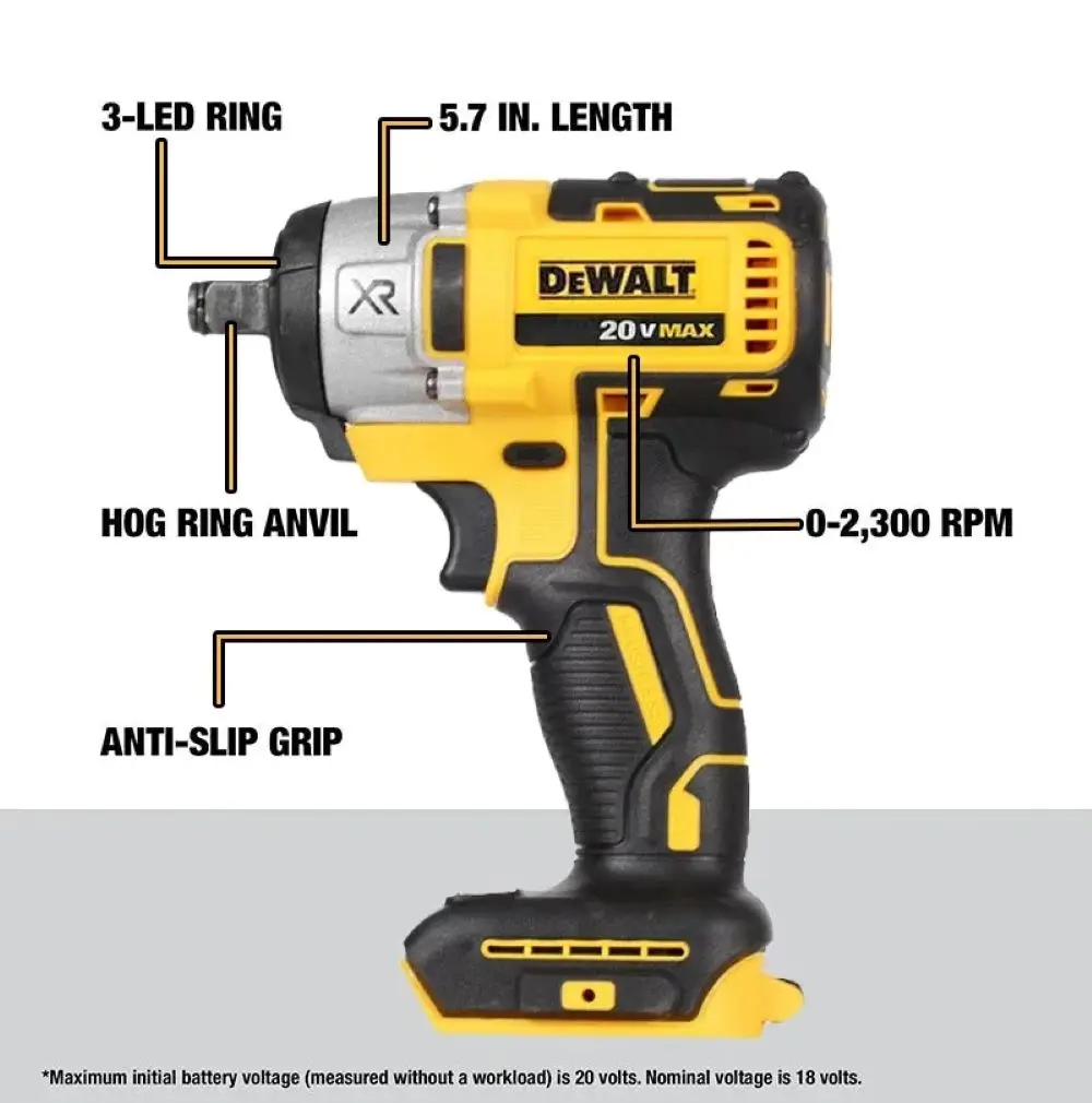 DEWALT DCF880 Беспроводные дрели Ударный гайковерт 20 В 2300 об/мин Перезаряжаемый 13 мм Электрический литиевый аккумулятор Ключ Перезарядка Электроинструменты