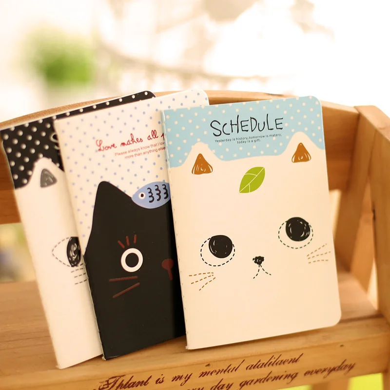 Koreaanse Briefpapier Katten Cartoon Notepad Mini Draagbare Kleine Notebook Patroon Student Prijzen Gift Notepad Briefpapier