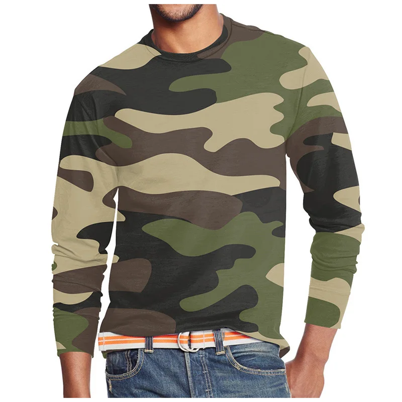 Camouflage T-Shirts Camo 3D Print Men Woman Long Sleeve T Shirt Oversized Streetwear Harajuku Pullovers Tees Tops Kids Clothing