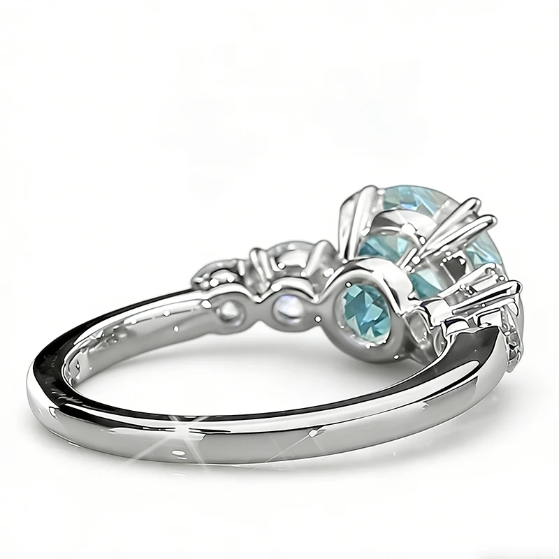 Exquisiter Intensivblauer Diamantring 3CT Hauptstein IGI Laborgezüchteter Runder Diamant VS-VVS Diamantring für Damen in Platin 950 – Detail 7