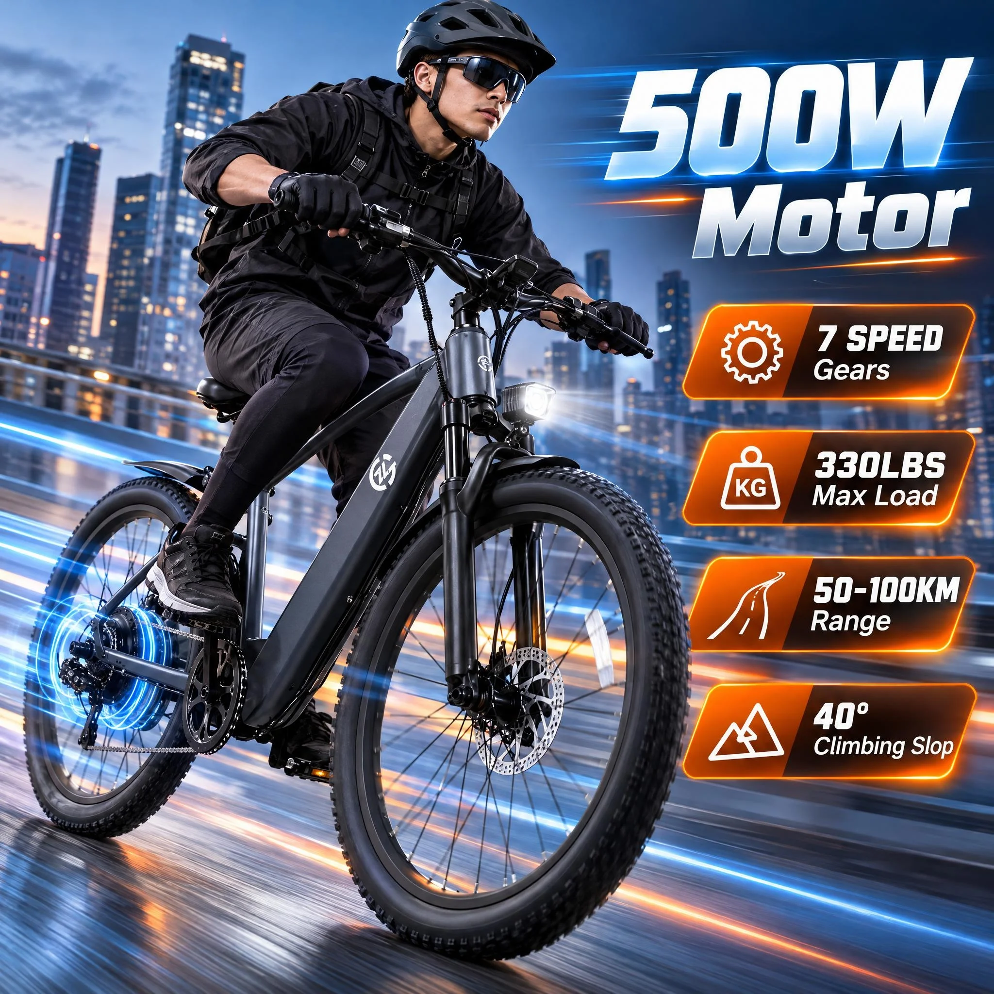 Premium Off Road Electric Bike for Adults, 48V 10.4Ah Removable Battery Easy to Take Inside for Charging, Shock-Absorbing Front Fork Reduces Impact on Bumpy Trails, 330LBS Weight Capacity, Robust Steel Frame, Top Holiday Pick for Adventure Riders - view 8