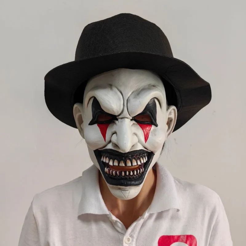 

Movie The Jester Clown Mask Latex Mask Head Cover Scary Haunted House Prank Halloween Party Cosplay Costume Props