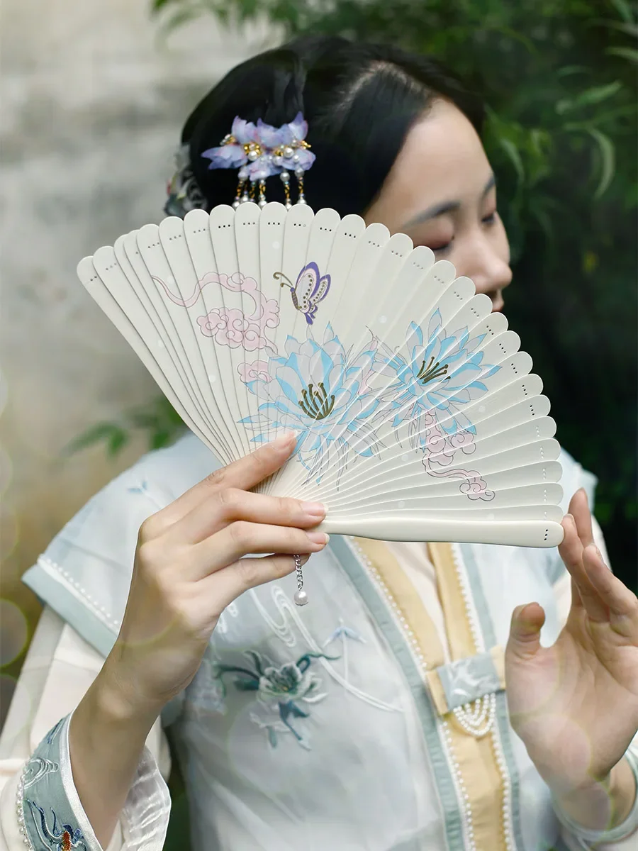 【 Epiphyllum Dream 】 Chinese ancient style Summer Retro Fan Folding Fan Hanfu Girl Heart Chinese Style Gift