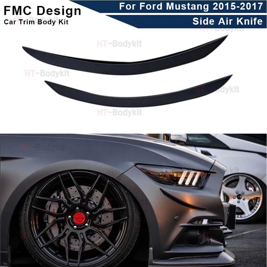 

For Ford Mustang 2015-2017 Carbon Fiber Car Front Bumper Side Splitters Fins Canards Parts Upgrade Body kit