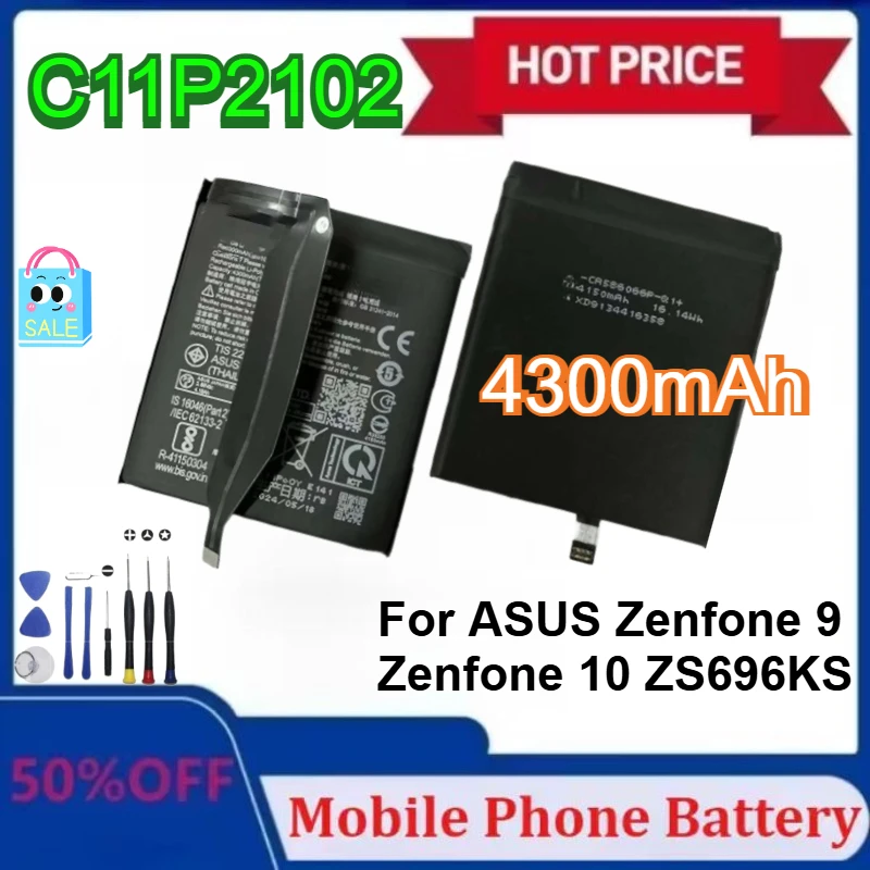 

Новый аккумулятор C11P2102, 4900 мАч для ASUS Zenfone 9/Zenfone 10 ZS696KS, аккумулятор для телефона с инструментами