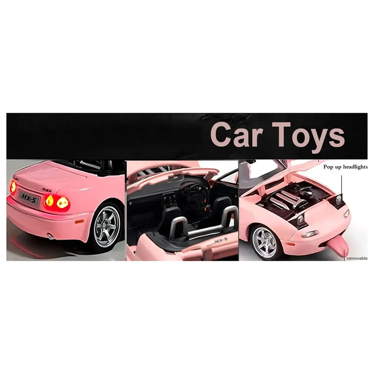 useful 1/32 MX-5 Diecast Toy Car Model with Sound & Light, Openable Doors, Miniature Collectible Vehicle Gift for Kids Boys