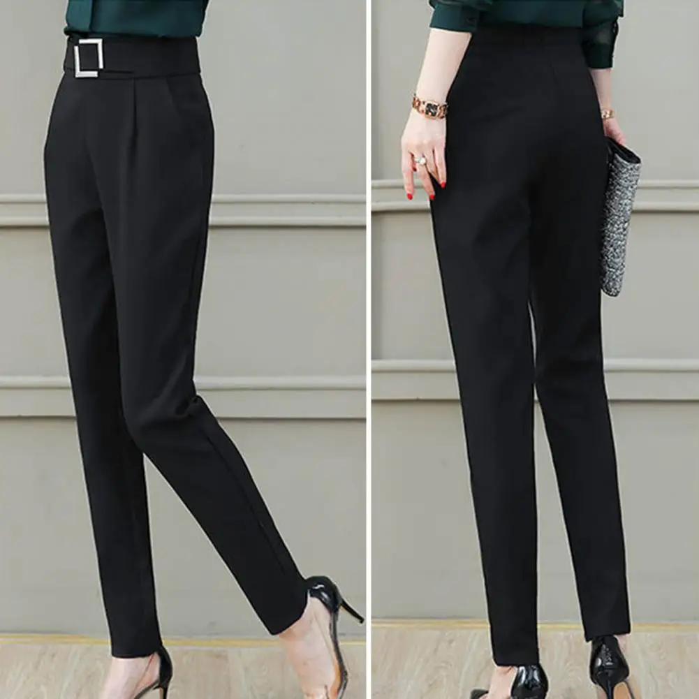 Womens pants Spring Summer Striaght Ankle-Length trousers Solid Elastic waist Trousers Soft for Female ladys Stretch Pants