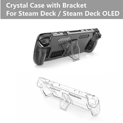 For Steam Deck OLED Game Console Crystal Case Full Protection with Bracket PC Cover Shell Protection Case for Steam Deck OLED