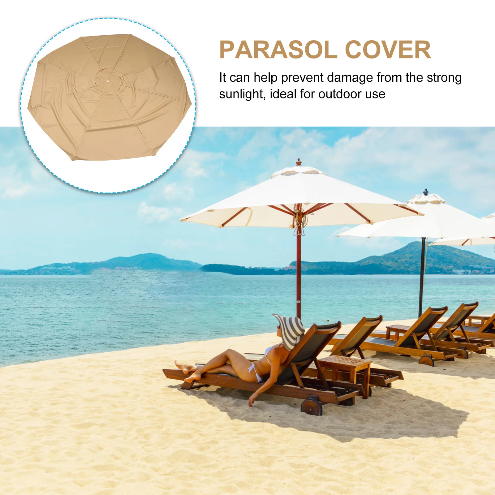 

1Pcs Sunshade Umbrella Cover for 8-Bone Patio Parasol Outdoor Garden Beach Pool Use Premium Protective Fabric Cover