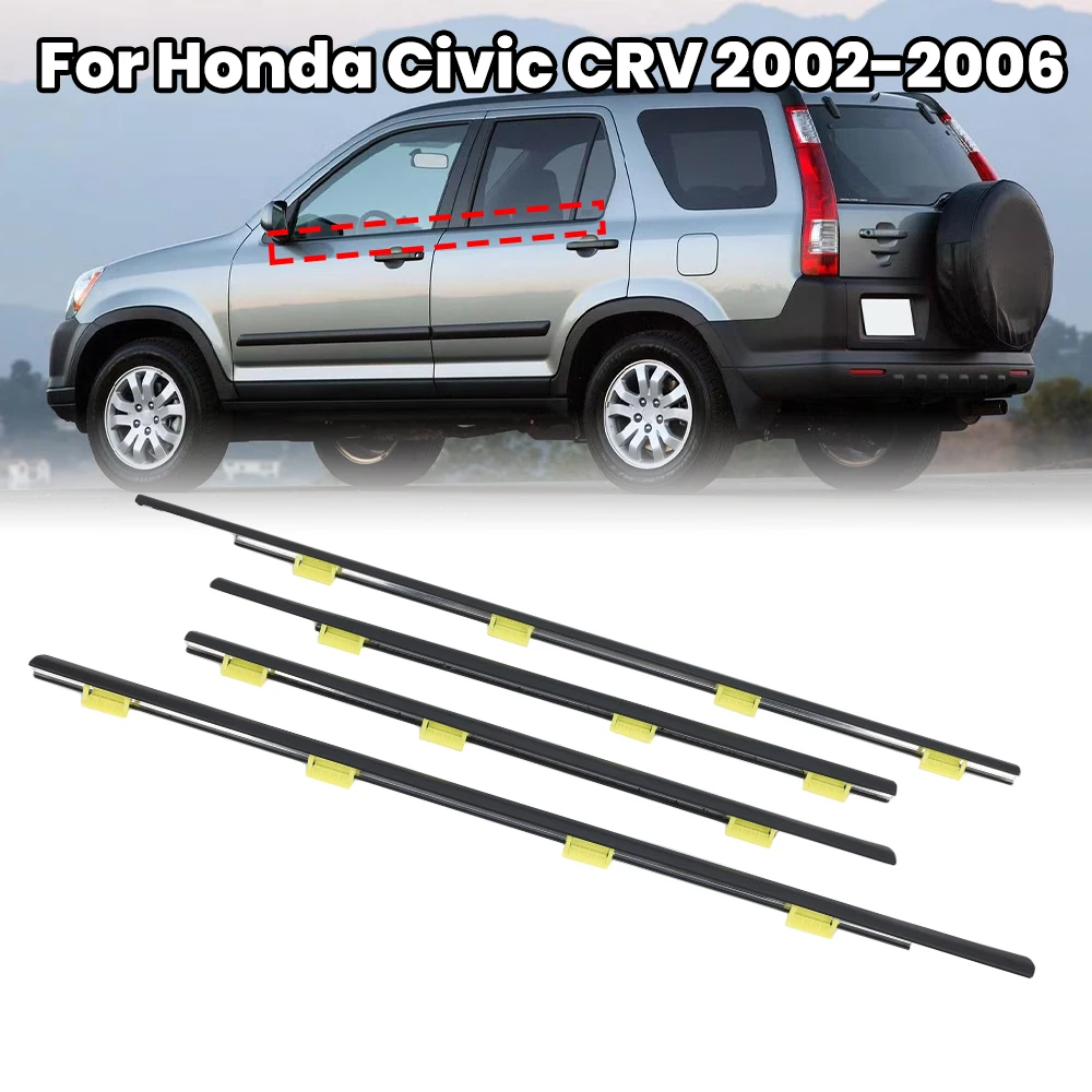 

4-комп. резиновая уплотнительная лента для наружных дверей и окон для Honda CR-V CRV 2002-2006, ABS, подходит для замены водонепроницаемых деталей уплотнительной ленты под давлением