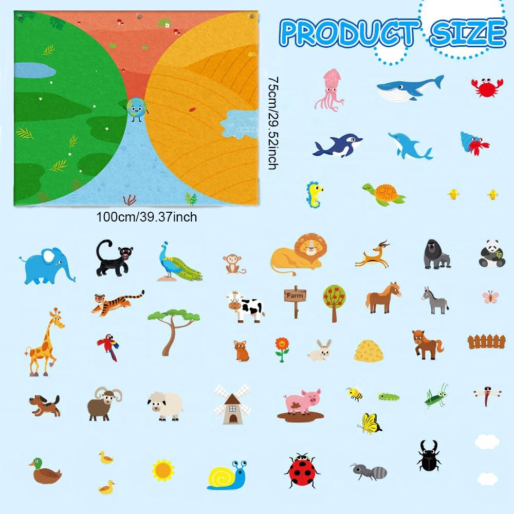 Zoo Tiere Filz Geschichte Bord Set Montessori Lernen Spielzeug Interaktive Storytelling Lehre Spielen Wand Hängen Kits Für Kinder Geschenk – Detail 19